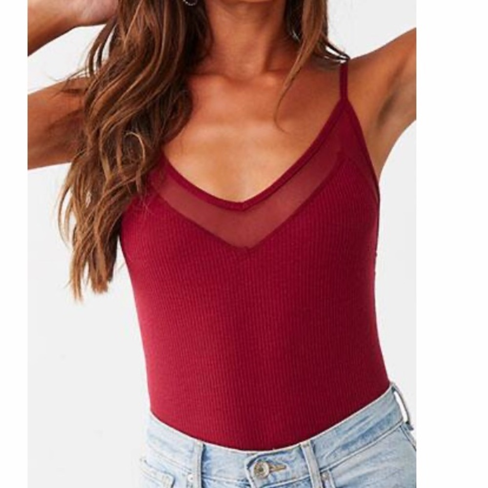 Maroon ribbed bodysuit